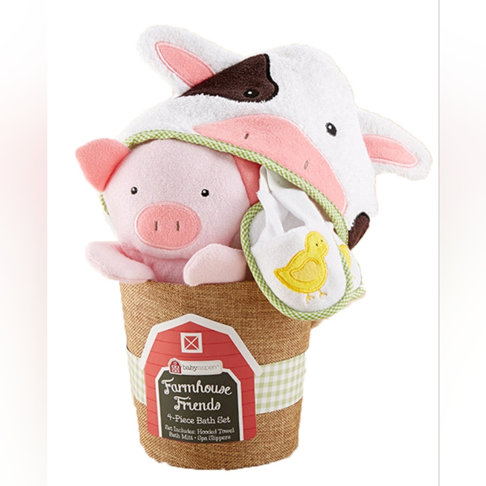Baby Aspen Farm Animal Newborn Bath Gift Set